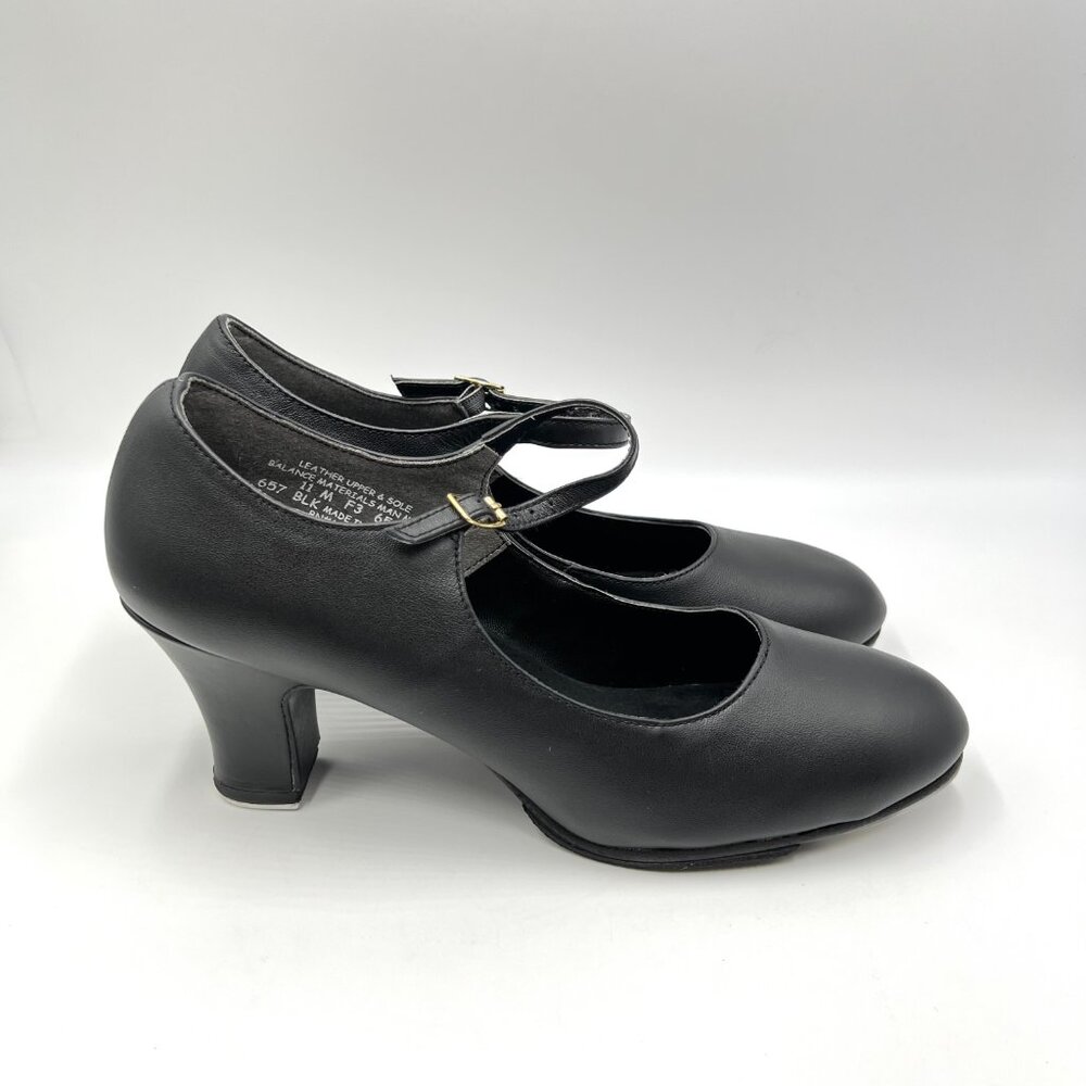Capezio Womens Size 11 657 Manhattan Xtreme Black Leather Tap Dance Shoes Heels